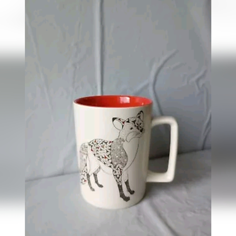 Starbucks 2017 White Christmas Fox 12 oz Coffee Mug Cup Ceramic Holiday